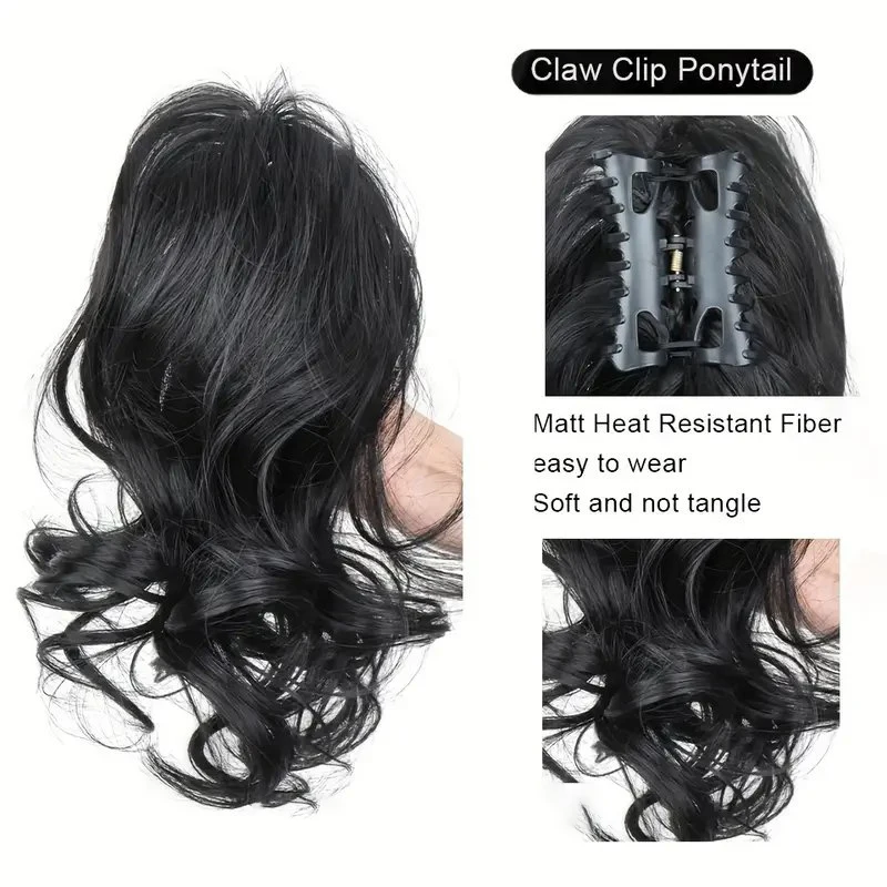 Synthetic Ponytail Claw Clip Ponytail Extensions Short Curly Ponytail Ladies Ponytail Black Hair Clip