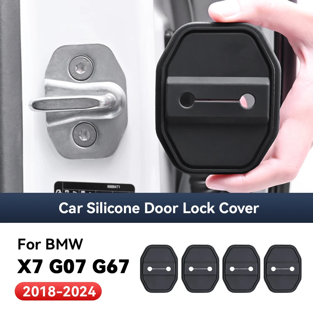 

4pcs Car Decorat Accessories Silicone Protecte Auto Door Lock Latch Shock Absorber Cover For BMW X7 G07 G67 2019-2024