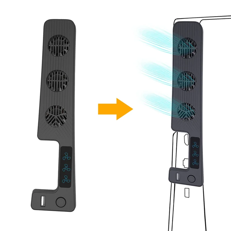 ABKI-For PS5 مروحة تبريد وحدة التحكم مروحة تبريد خلفية 9500 دورة في الدقيقة مبرد الهواء مع 3 مراوح سرعة لمبرد تبريد وحدة التحكم النحيفة PS