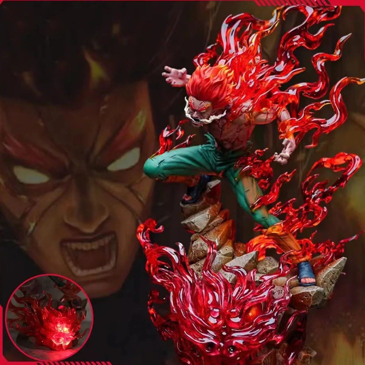 

26cm Naruto Might Guy Figure Ten Years of Shinobi Anime Action Figure With Light Immortal Sitting Pvc Model Collection Toy Gift