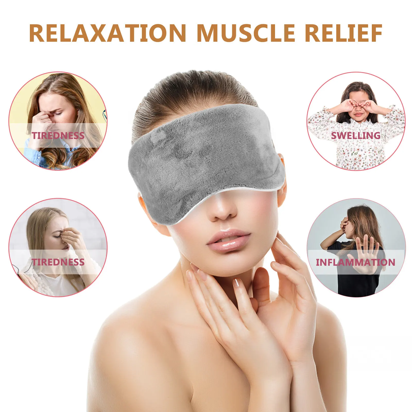 1Set USB Powered Heated Eye Mask Moist Heat Steam Compress for Sleep Relaxation Dry Eyes Warming Eye Patch Reusable Washable