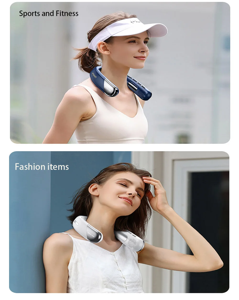 New Halter Fan USB Charging Portable Small Fan Student Office Sports Digital Display Halter Fan
