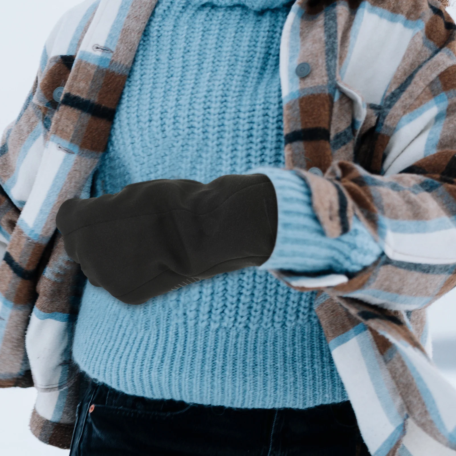 قفازات شتوية سوداء للجنسين تعمل باللمس ومضادة للانزلاق وقبضة سيليكون عاكسة دافئة لركوب الدراجات والجري والقفازات الرياضية