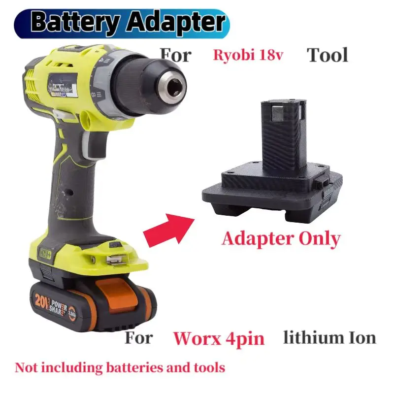 Batterij Converter Adapter voor Worx 4PIN 20V lithiumconversie naar Ryobi 18v tool Converter (exclusief gereedschap en batterij)