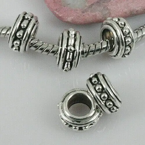 

20pcs 10*5.4mm hole 5.5mm Tibetan Silver color round loose beads fit bracelet EF0406