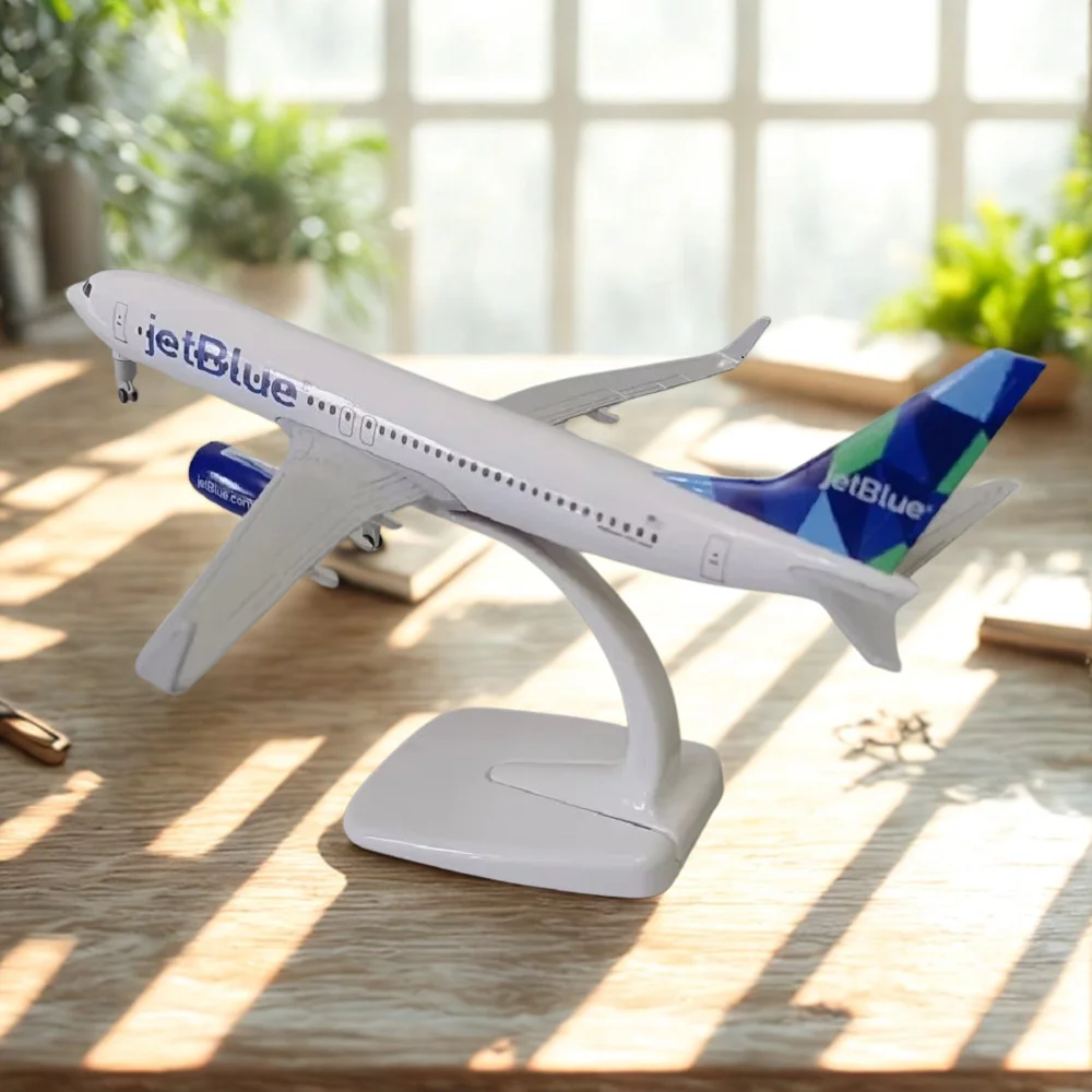 

20CM JetBlue Airways B737 Metal Scale Aircraft 1-400 Collect Airplane Miniature Models With Landing Gear Simulation Gifts