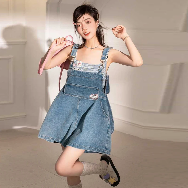 

Сладкие и пряные джинсовые комбинезоны с кроличьими ушками, женские летние новые утягивающие цельные брюки с высокой талией, синие джинсы