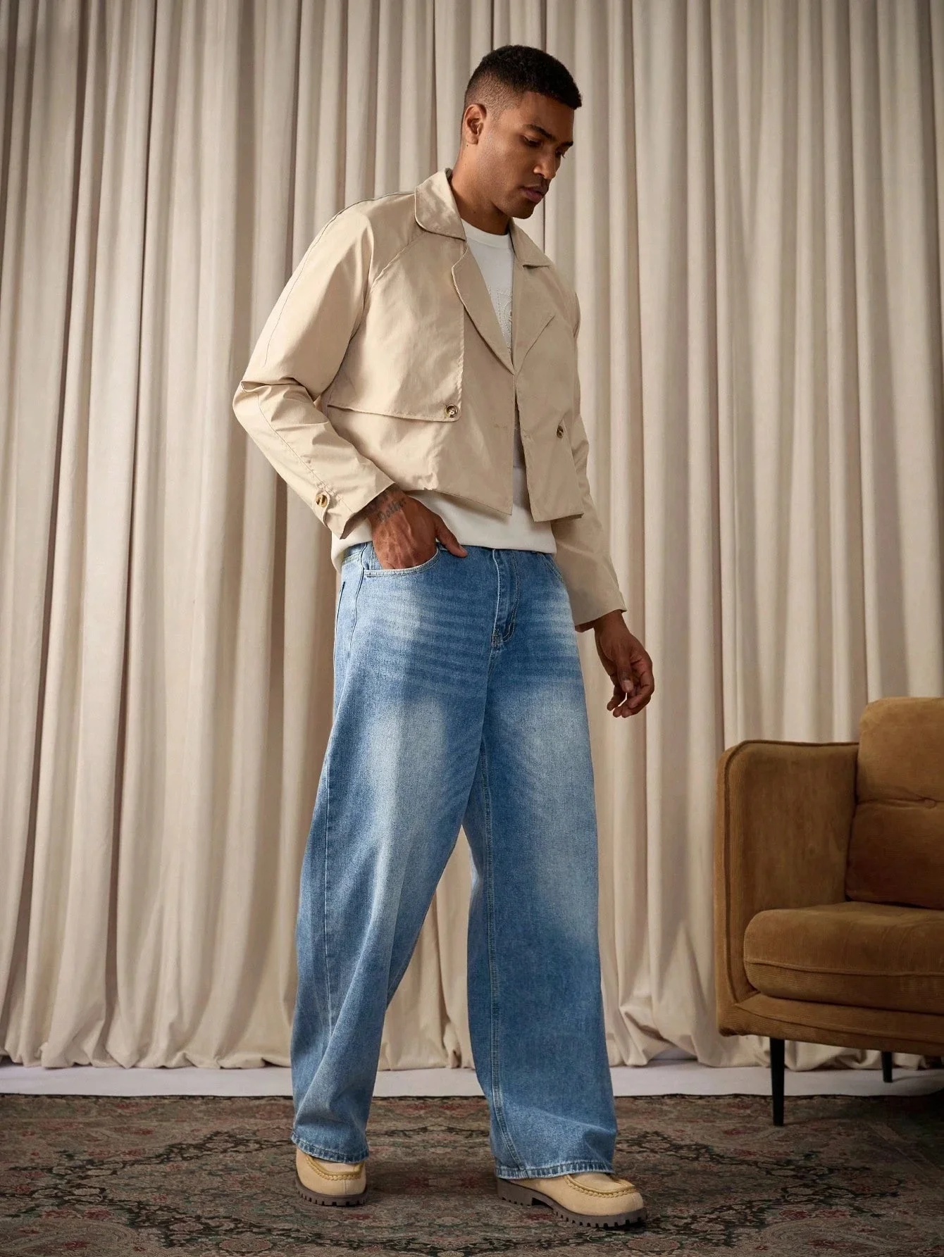 Y2K Blue Baggy Jeans Pant Men's Original Drip Vibe Daily Casual Trousers No accessories or belts included
