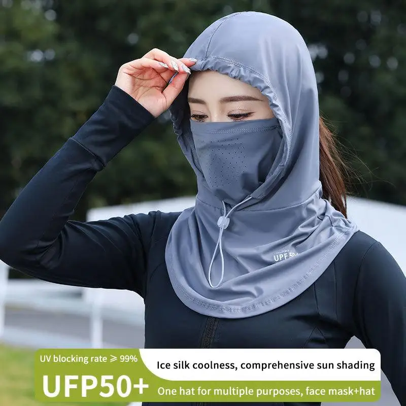 Ice Silk Sun Hat Women UV Protection Adjustable Wide Brim Cap with Neck Shawl for Outdoor Summer Travel Beach