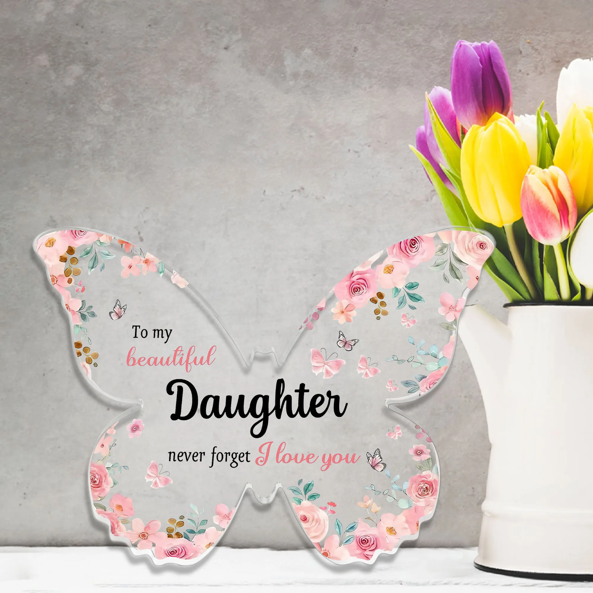 Charming Butterfly Acrylic Ornament - Perfect Gift for Daughters from Mom Dad, 'Don't Forget I Love You' Keepsake,