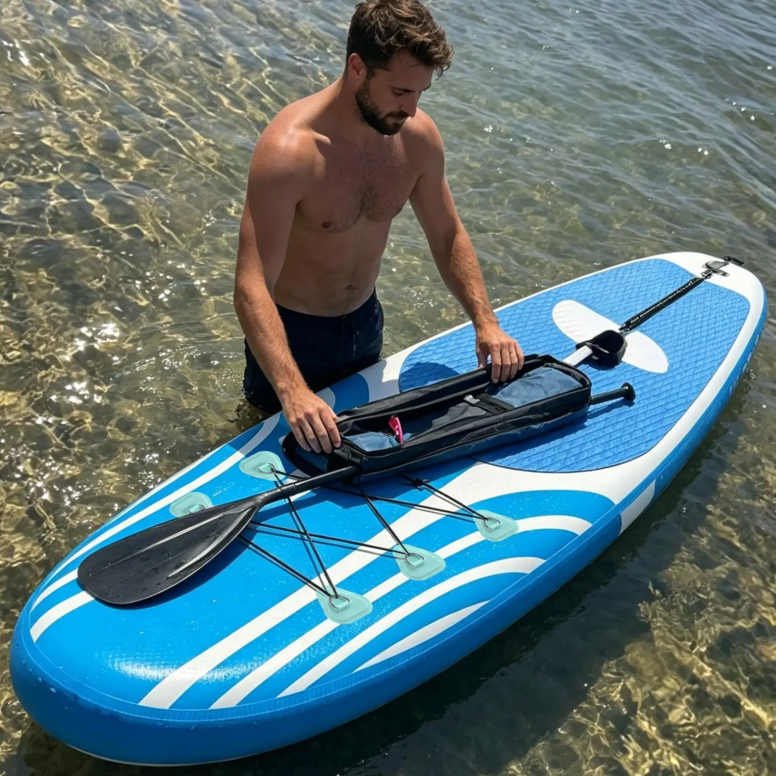 Paddle Board Repair Kit 4-Piece Weather-Resistant Triangle Paddle Board D-Ring Patch Kit For Kayak Canoe Surfboard Dinghy