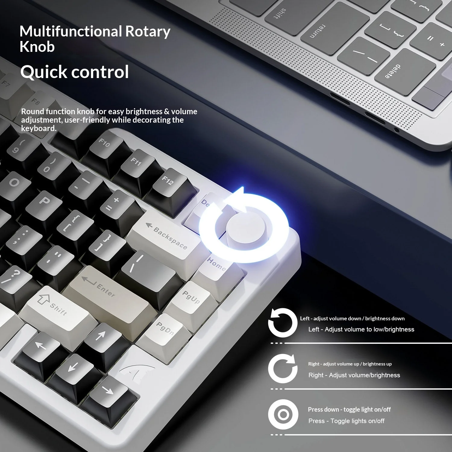 Attack Shark X86 Mechanical Keyboard Aluminum Tri-mode Wireless 75% Gaming Keyboard Gasket RGB Hot-Swap With Knob PC Accessories - view 4