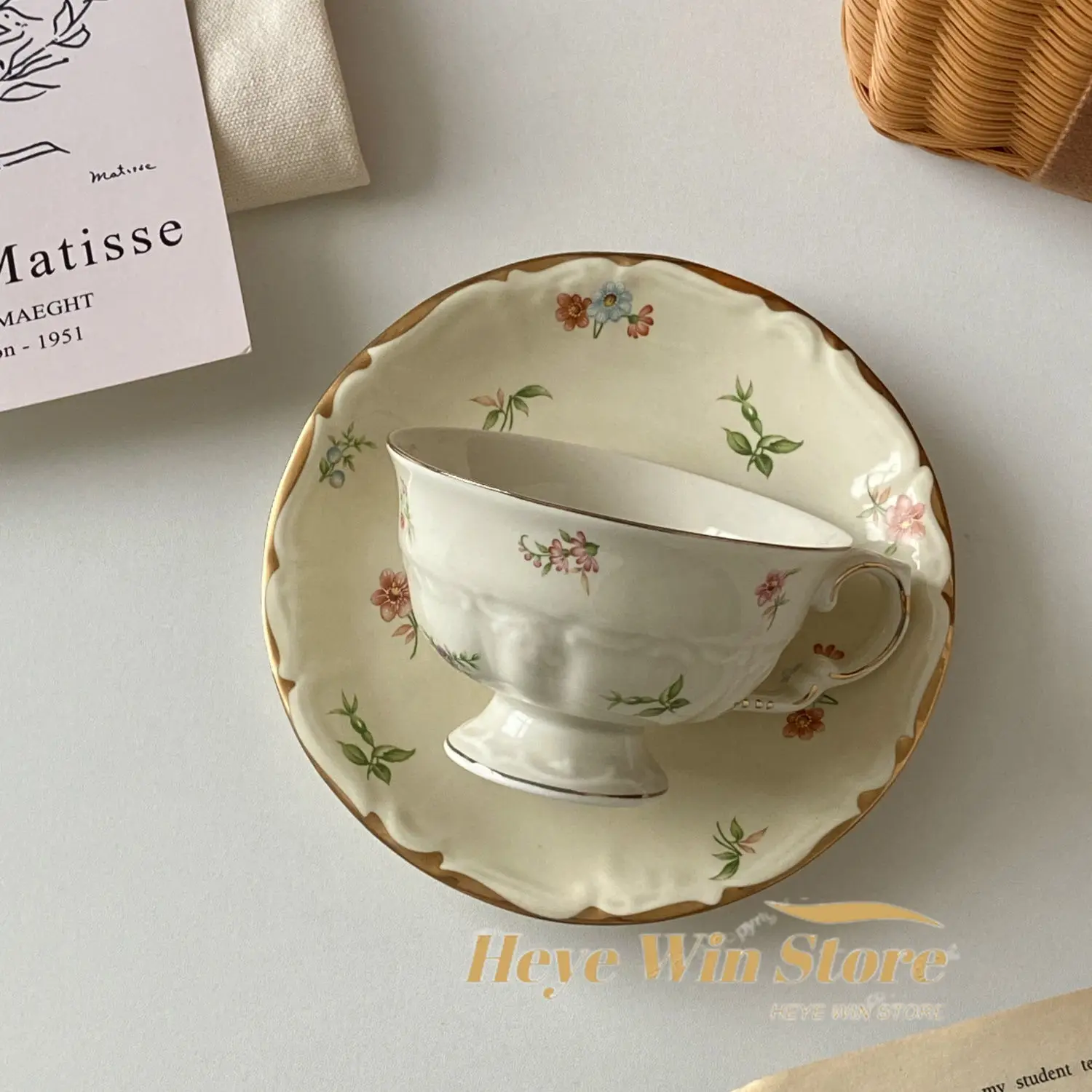 European Style Fragmented Flowers Ceramic Coffee Cup Set Light Luxury Ceramics Delicate Afternoon Tea Cup Coffee Cup - Image 5
