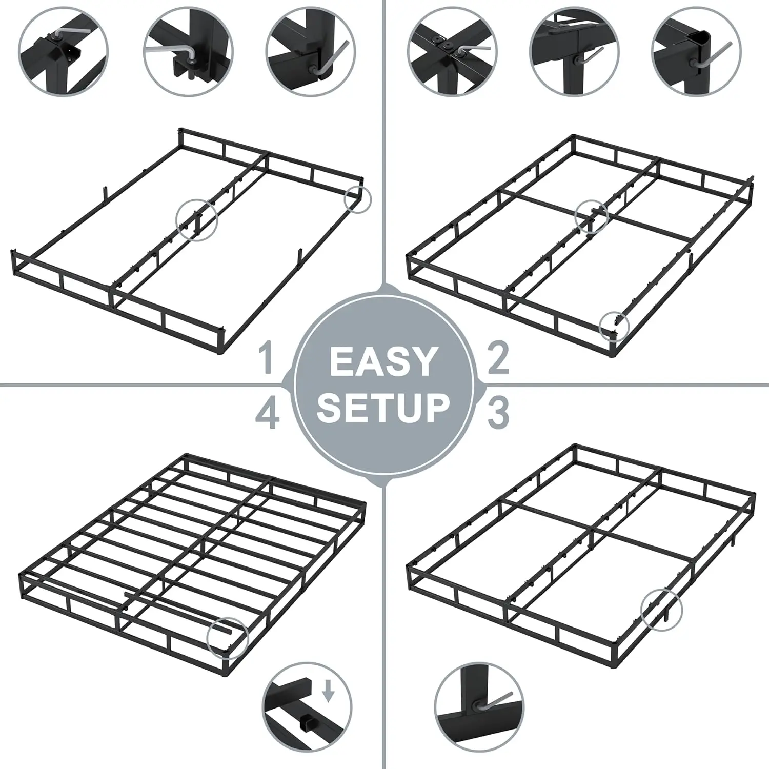 Box Springs 5 Inch Queen Box Spring Only Bed Base, Mattress Foundation, Easy Clean Fabric Cover, No Noise, Easy Assembly