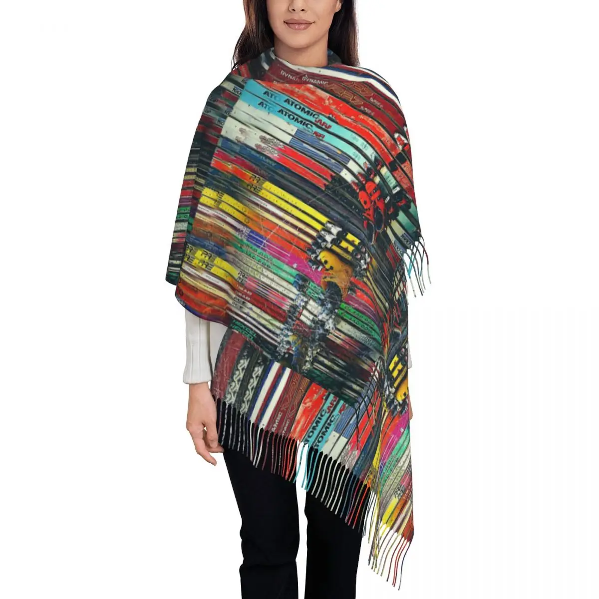 Ski Sun Valley Scarf Tassel Scarves Women Soft Warm Shawls and Wraps Long Fall Winter Shawl Wrap