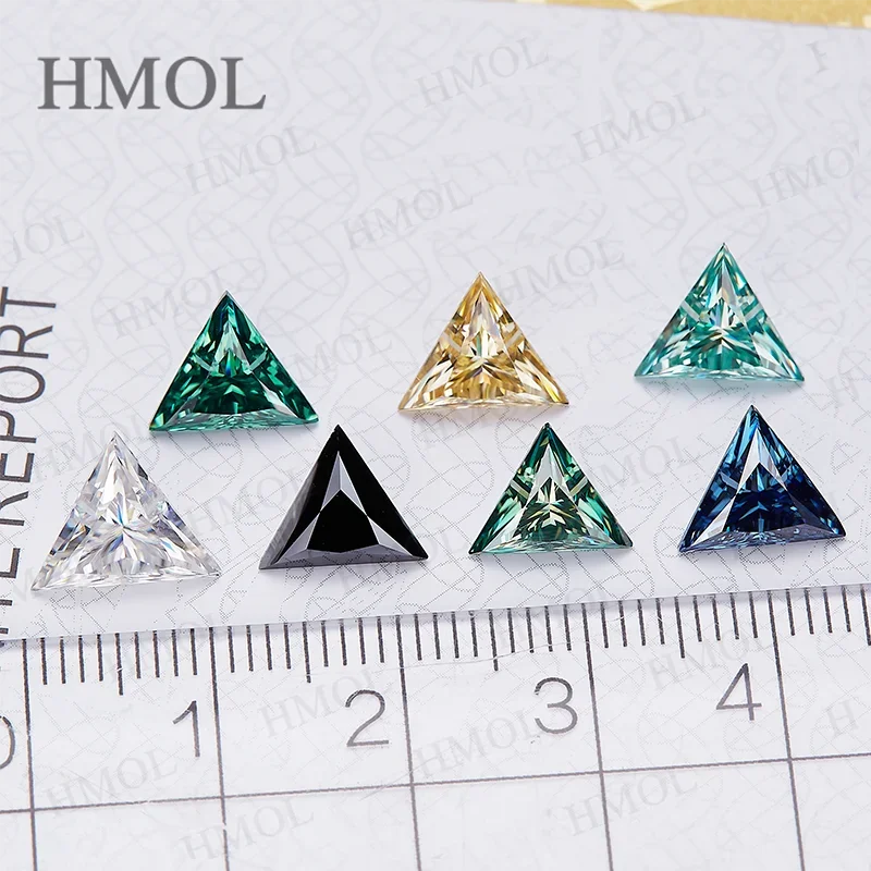 New 100% Moissanite StoneTriangle Multicolor D  Black Aqua Blue Chamgapne Vivid Blue Green Wholesale VVS1 Loose Beads with GRA