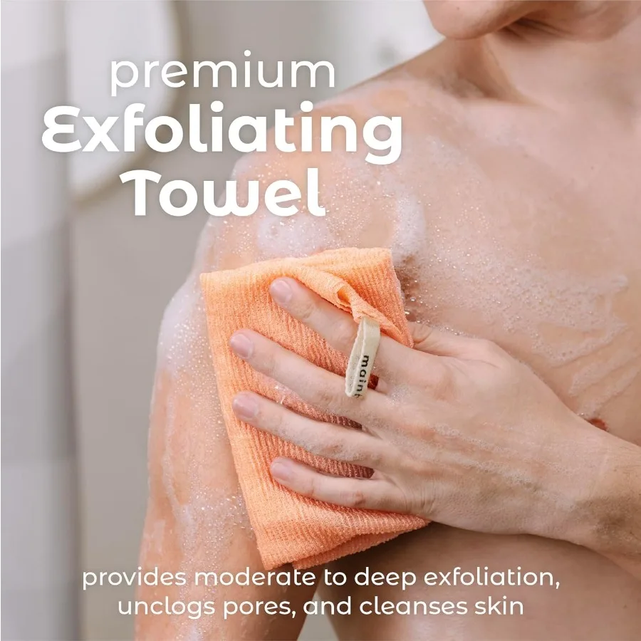 毎日のボディケアのための角質除去シャワータオル 日本製ナイロンバスタオルと速乾性テクノロジーを採用したボディウォッシュクロス 耐久性のある生地