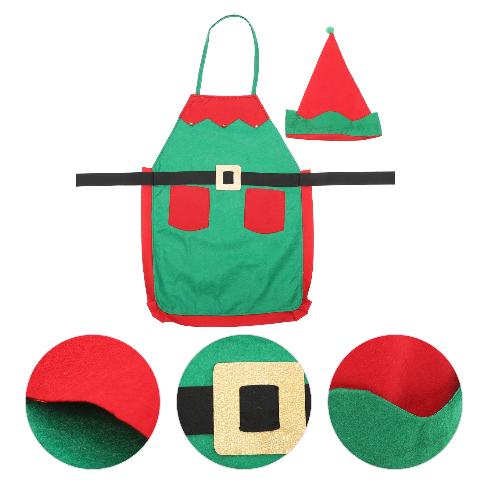 

Christmas Apron Party Adjustable and Hat Kitchen Decor Non-woven Fabric Costume for Women Decorative Adult Cosplay