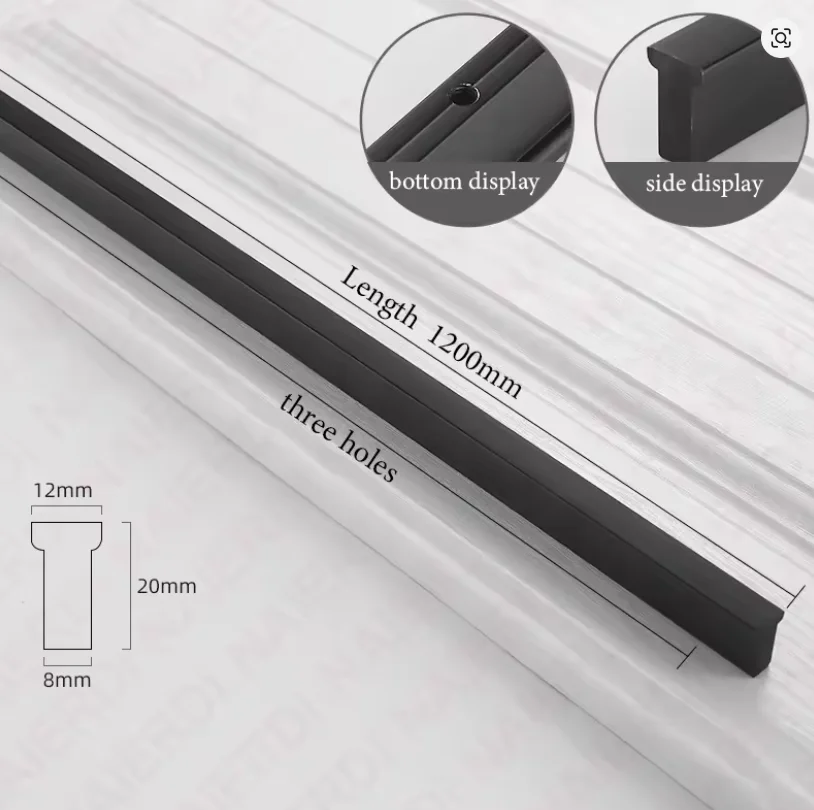 Personalizza il collegamento: maniglia lunga nera per mobili