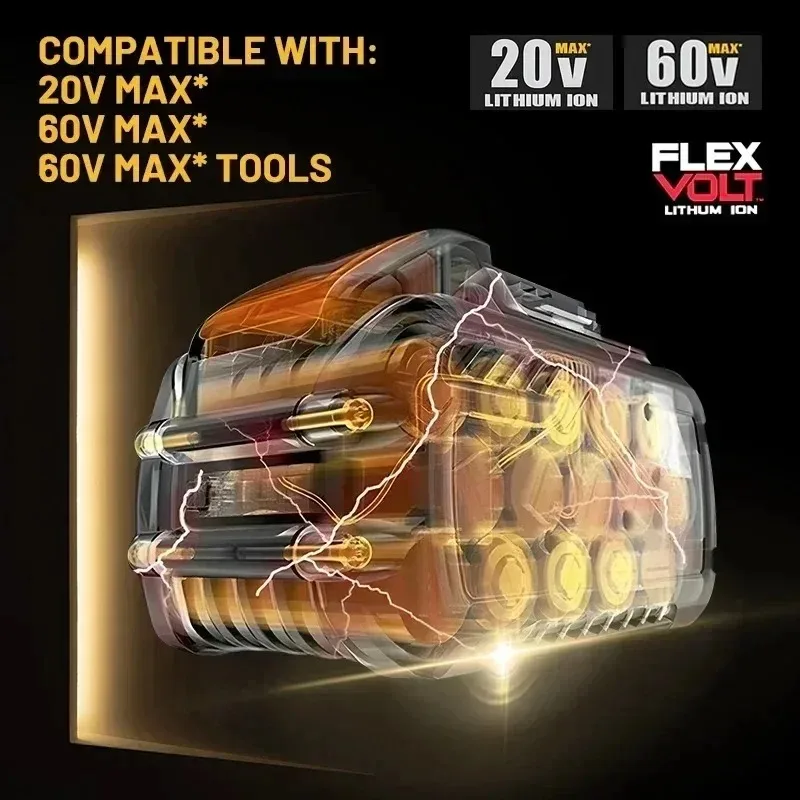 Baterie Dewalt 60 V 9,0 Ah, MAX DCB609, technologie FLEXVOLT, dobíjecí lithium-iontová baterie, nabíječka baterie do nářadí DCB205 DCB202 1104 - náhled 5