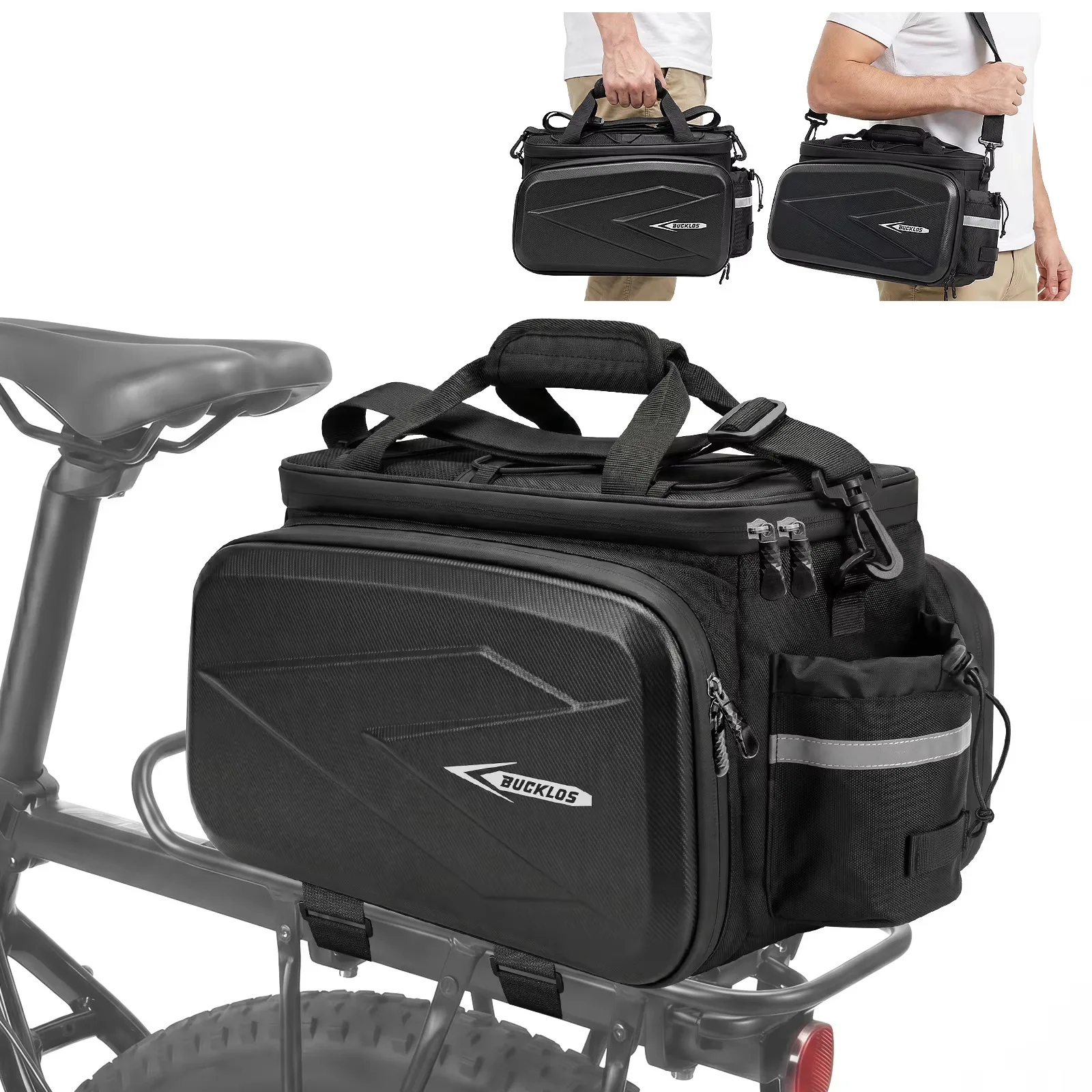 

Bucklos Bicycle Rear Rack Pannier Bag Waterproof Large Capacity Reflective Multifunctional Dual Side Portable Handbag Cycling