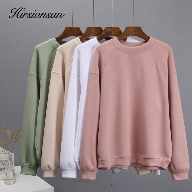 Hirsionsan Soft Cotton Sets Women 2023 New Casual Two Pieces Long Sleeve Sweatshirt & High Waist Shorts Solid Outfits Tracksuit