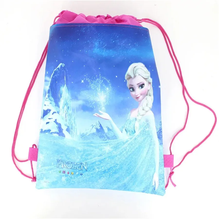 Frozen Elsa Mochila Non-woven Fabric Backpack Children Favorite Travel Bag Storage Clothes Shoe Bag Cotton Drawstring Dag Gift