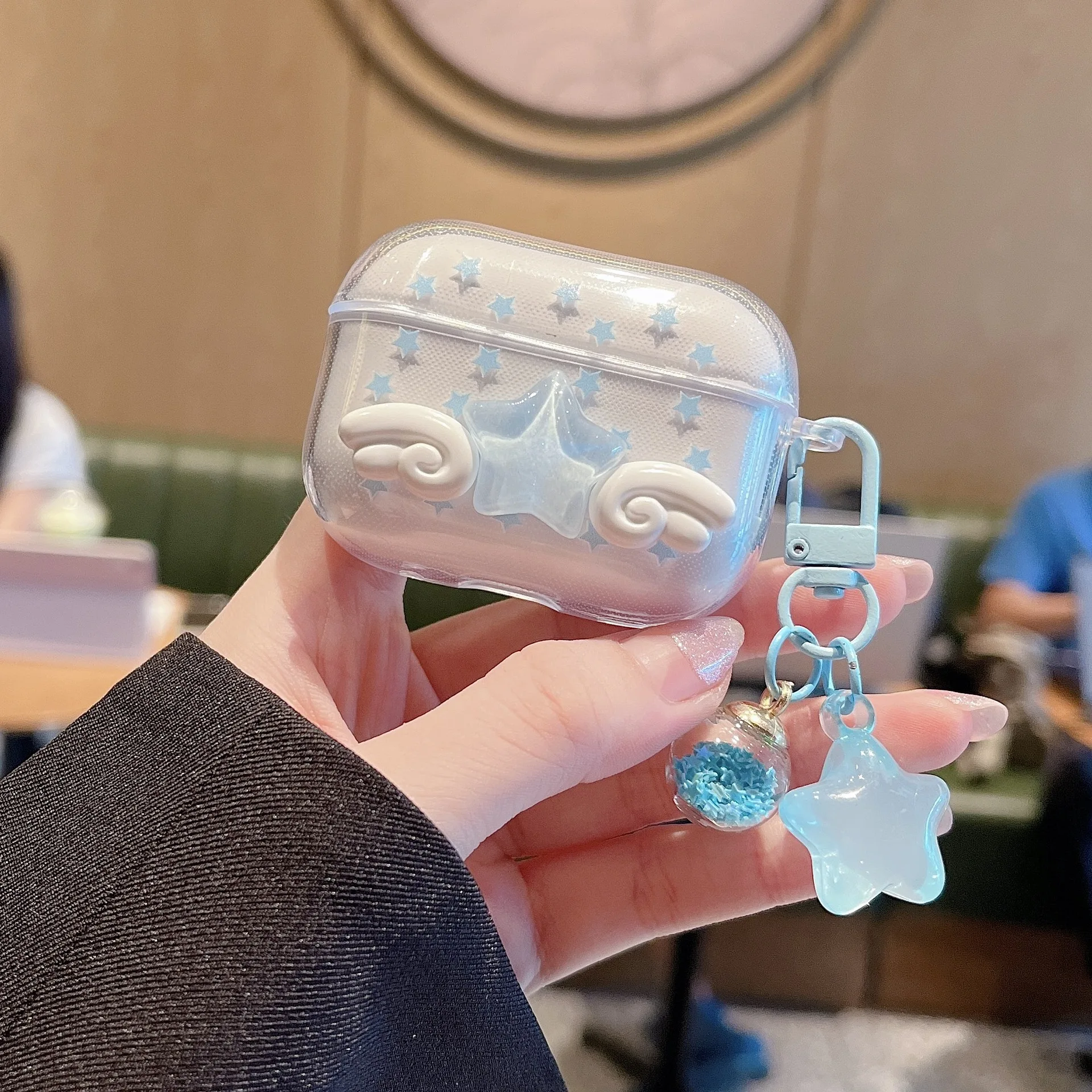 Suitable for AirPods Pro3/pro2 Earphone Cover Cartoon DIY Star Soft Shell for AirPods 3.4Bluetooth Protective Cover with Pendant