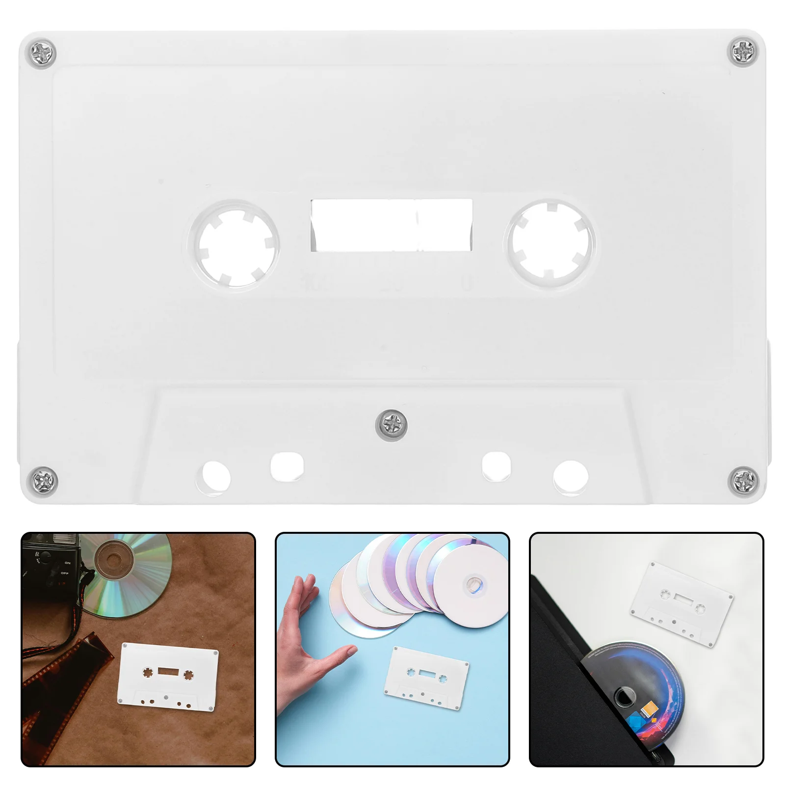 

4Pcs Cassette Tape Storage Box Vintage Blank Audio Tape Case Retro Design for Home Studio Classroom Organization