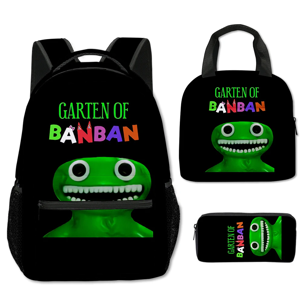 Fashion Novelty Cool Garten of Banban 3D Printed 3pcs/Set Student School Bags Laptop Backpack portable Lunch bag Pencil Case