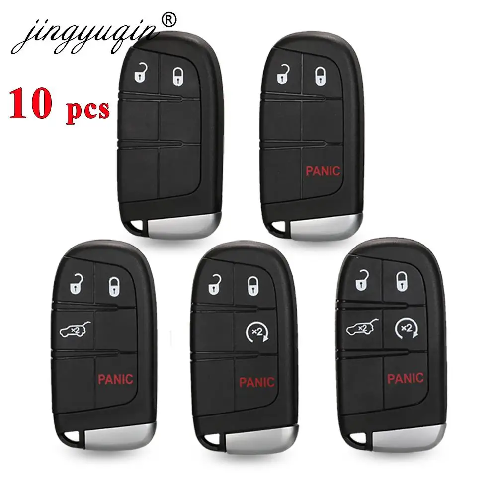 10pcs Car Smart Key Case Shell For Jeep Grand Cherokee Dodge Ram 1500 Journey Charger Dart Challenger Durango Chrysler 300