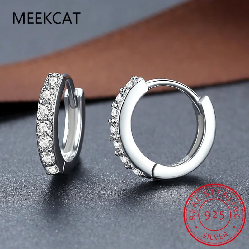 Baby 925 Silver 10mm Circle Zircon Small Hoop Earring For Kid Grils Child Woman Beautiful Aros Loop Huggies Earring Jewelry E024