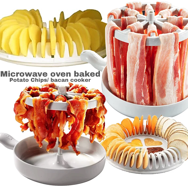 Microwave Baked Chip Maker DIY Potato Crisp Chips Slicer Maker Bacon Cooker-Reduces Fat By 40%-Crispier Easily Meal Prep