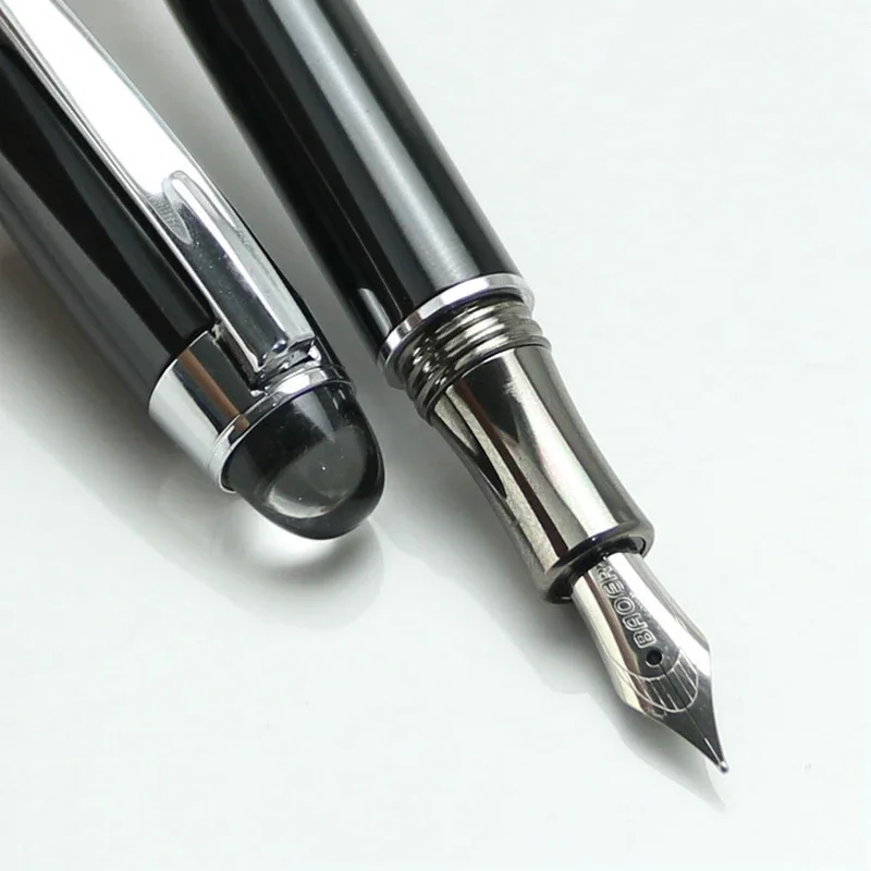 Baoer 79 Fountain Pen Luxury Crystal Head Black Lattice Ink Pens Pilot Advertising Gift Pluma Fuente Stylo Plume