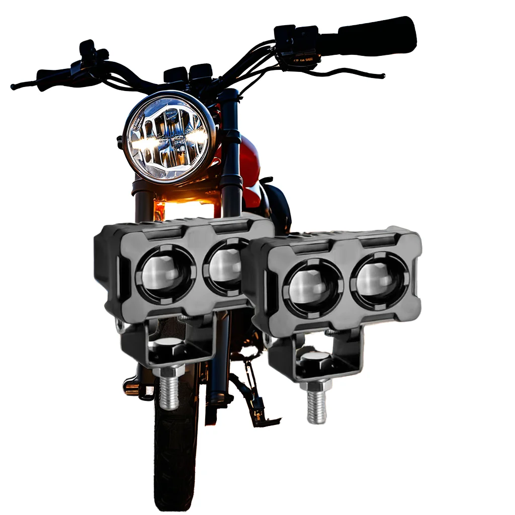 Universal 12V Dual Beam LED Headlights Yellow White Motorcycle Spotlight Fog Lights 12W Power Lighting System Retrofit/Upgrade 2