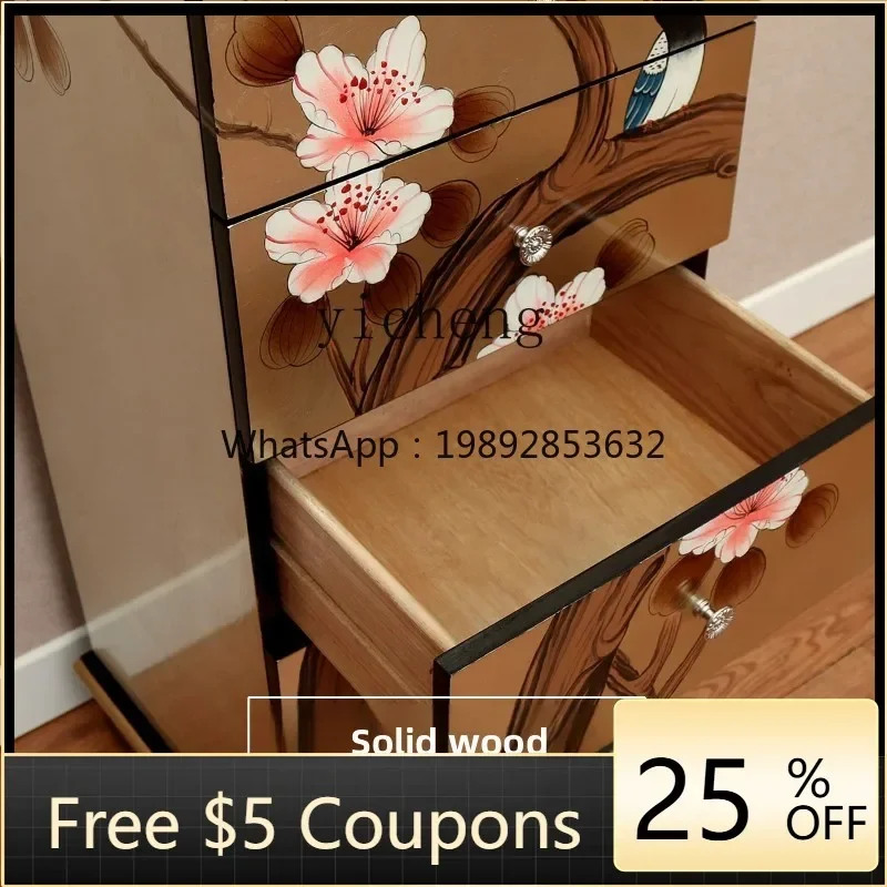 r5.13 Five-Drawer Cabinet Solid Wood with Doors Drawer Storage Side Cabinet Decoration