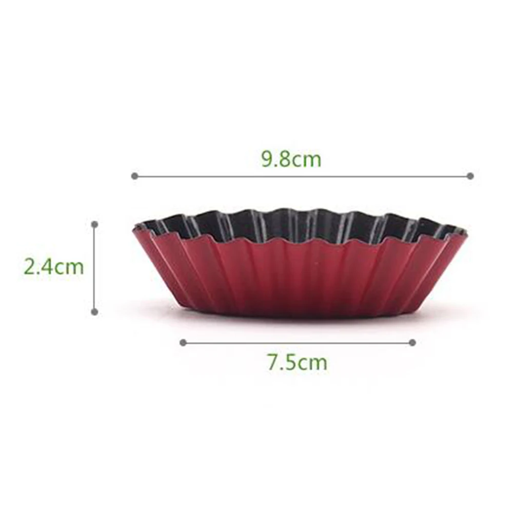 

10pcs Cake Mold Egg Tart Mould Large Size Flower Shaped High Carbon Steel Easy Clean Home Kitchen Use