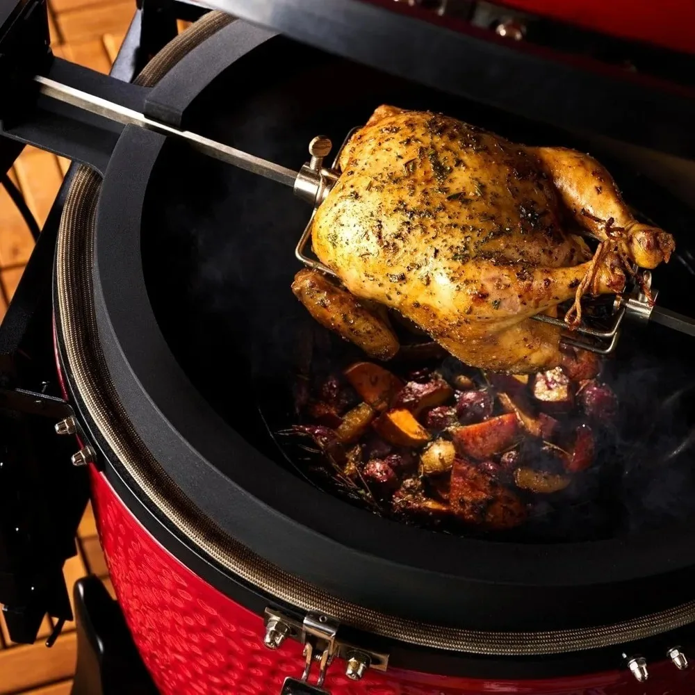 Accesorio para asador de planchas para parrillas Joe clásicas de 18 pulgadas con varillas para escupir de acero inoxidable hasta 50 libras de alimentos