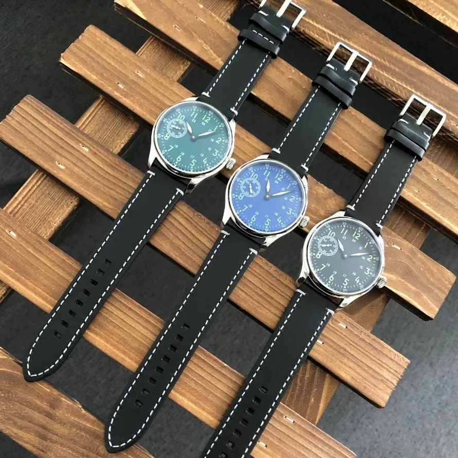 Sapphire Crystal Or Mineral Glass 44mm No Logo Luminous Dial Tianjin ST3600 Mechanical Movement Pilot Men's Watch GR0314-24