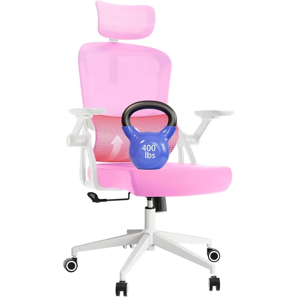 

Ergonomic Office Chair - 400LB Comfy Desk Chairs with Headrest and Back Support, Heavy Duty Mesh Computer Chairs with Wheels and