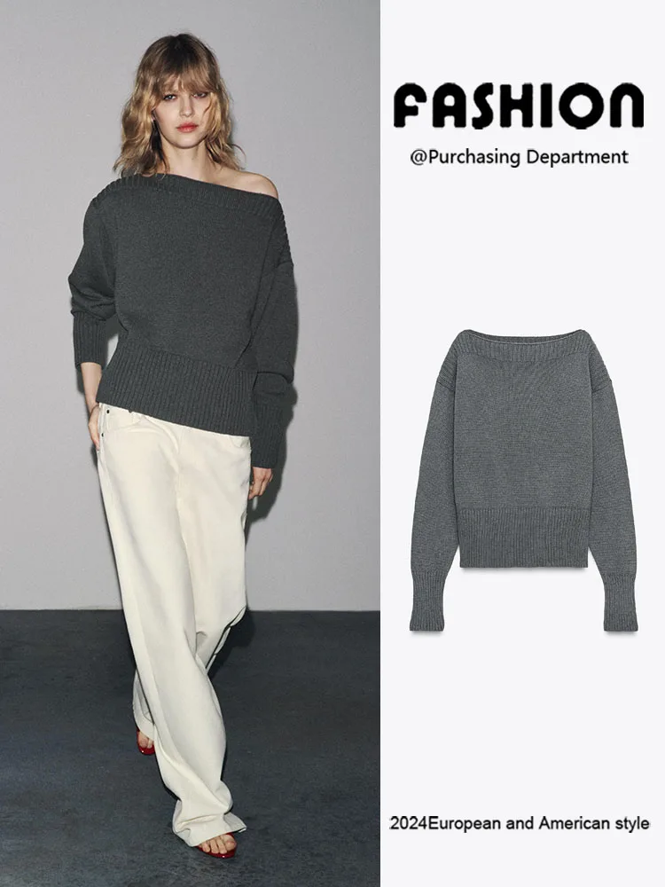 

Faionable Long Sve вязаный свитер на одно плечо, Новое поступление, осенняя женская одежда премиум-класса Sli Ele