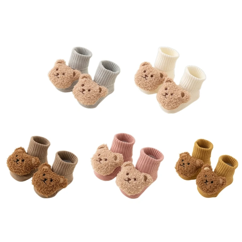 

1Pair Infant Warm Baby Boys Girls Cartoon Bear Winter Shoes Breathable Socks Short Stocking Toddlers First Walkers