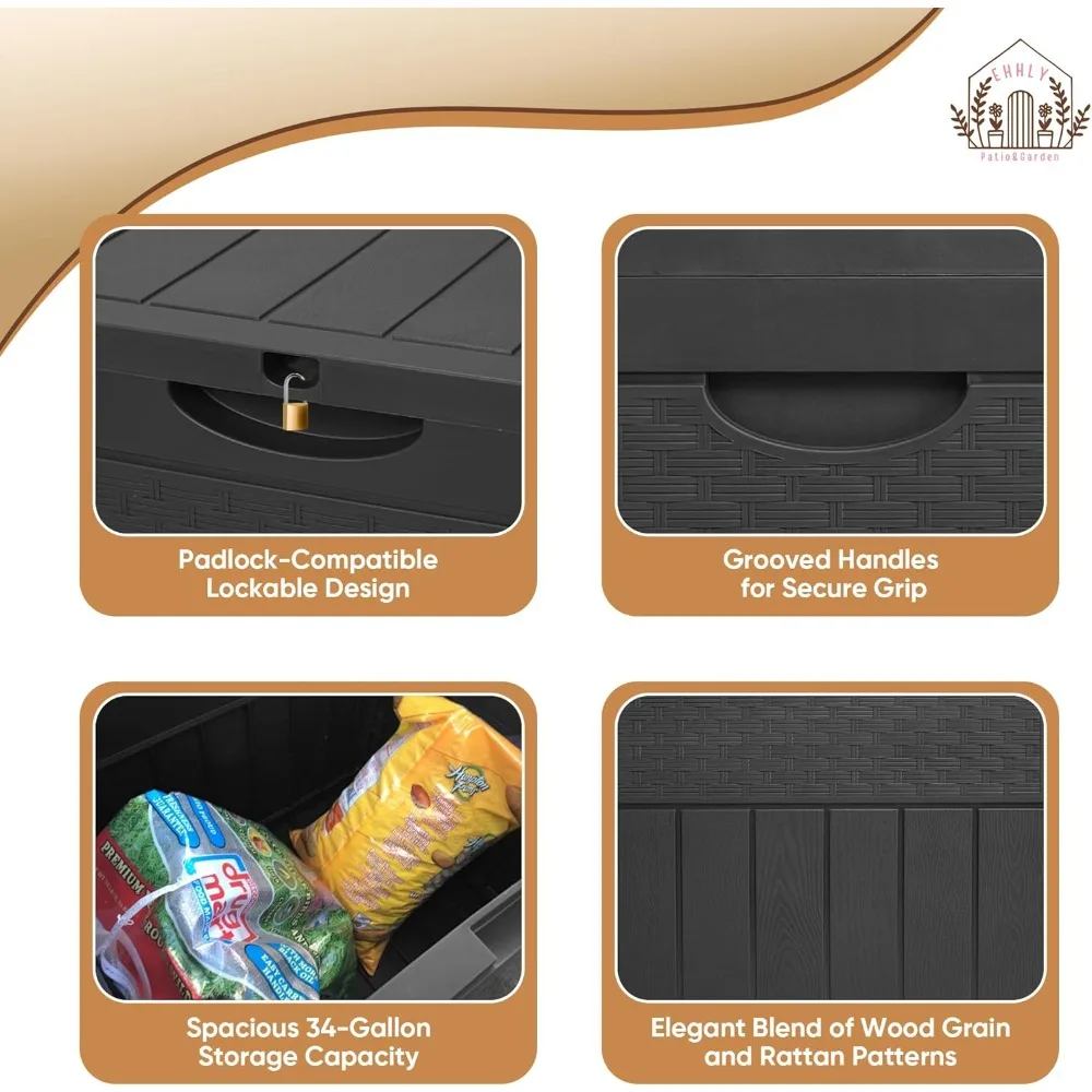 방수 야외 보관함 2개 세트, 소형 데크 박스, 잠금 가능한 안전 배송 패키지 상자, 파티오용, 내후성
