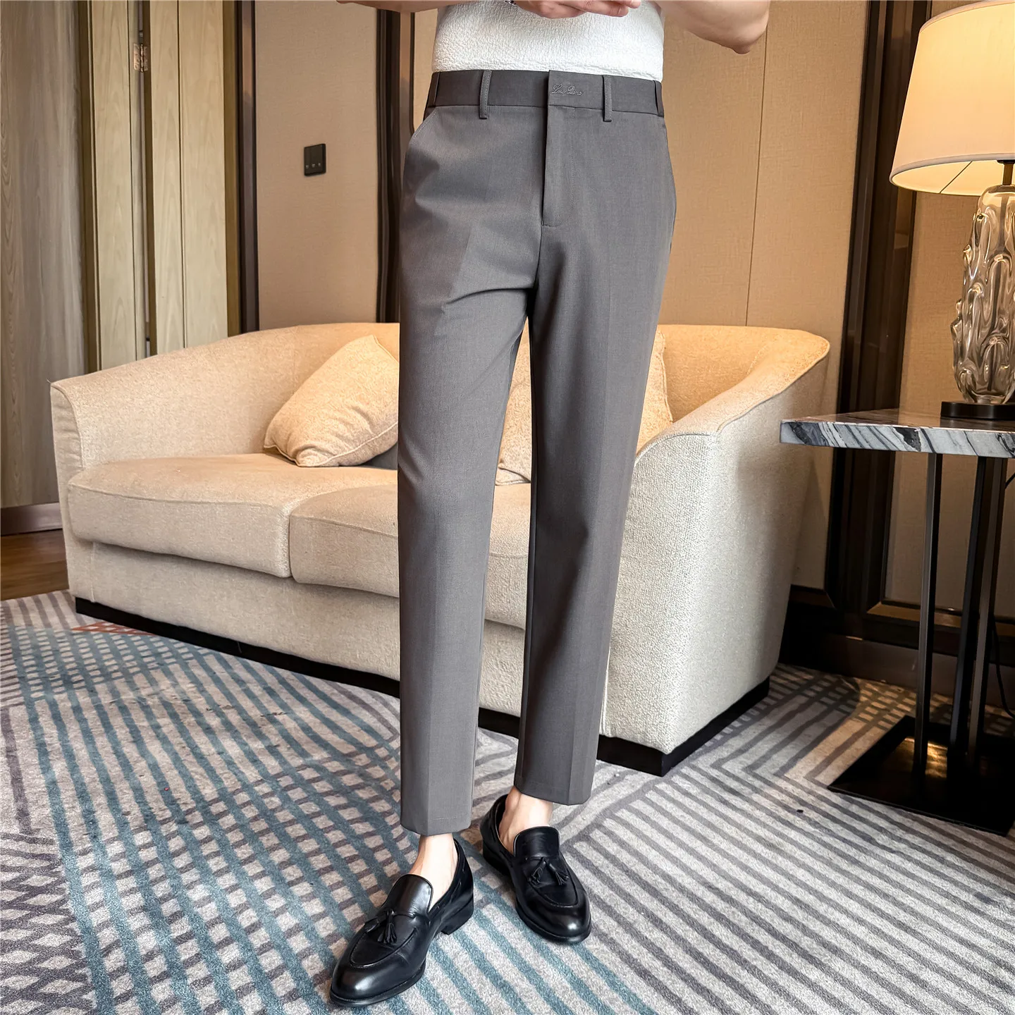 Men's Premium Trousers Spring Summer Fashion Trendy Business Casual Thin 9-points-pants Commuter Office Comfortable Work Wear