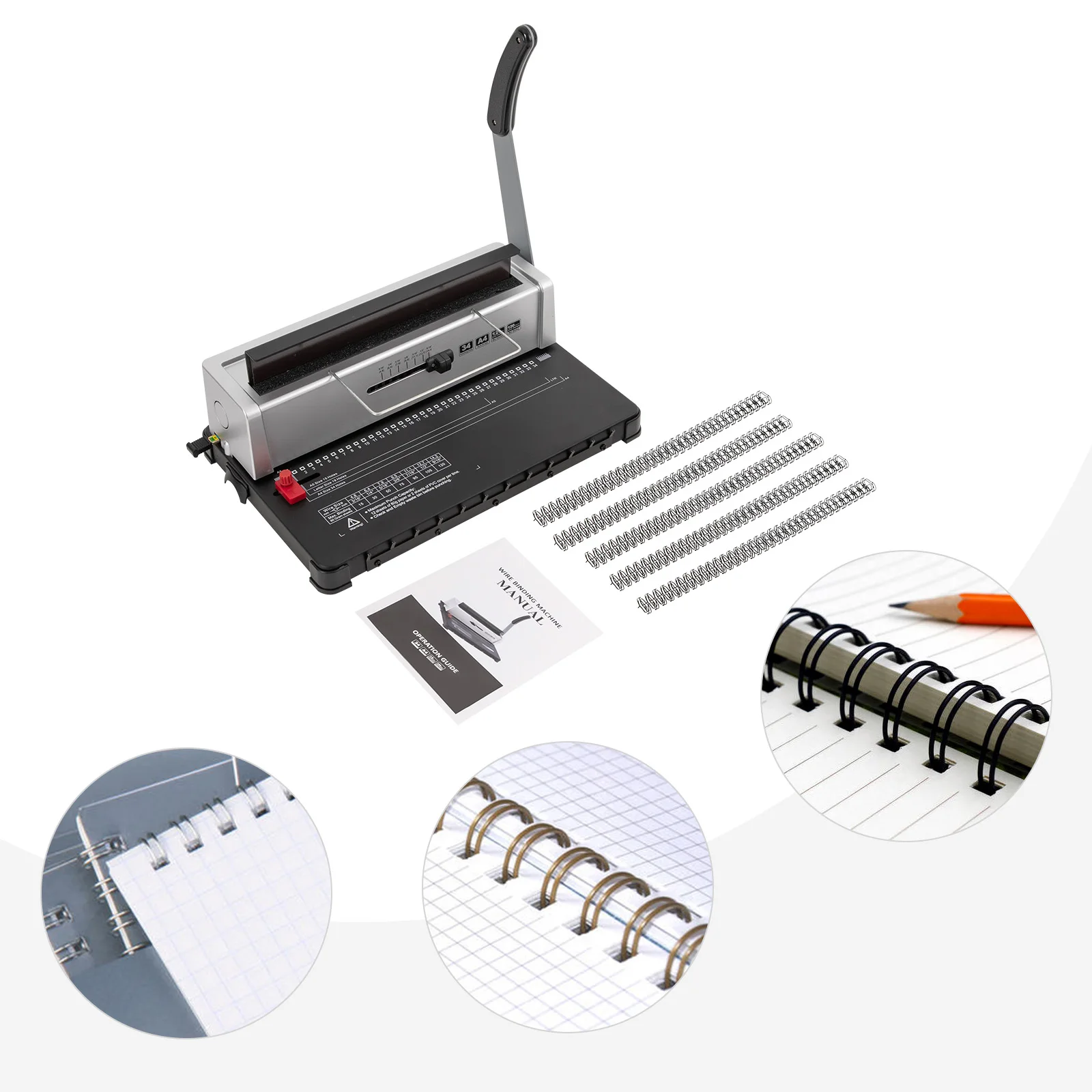 Binding Machine 34 Holes Metal Coil Binding Machine Wire Binder Machine for A4 120 Sheet