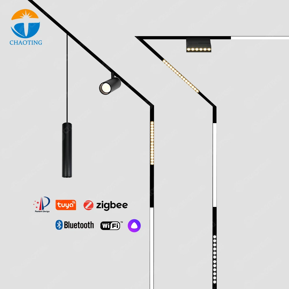 High Quality Smart Tuya Wifi Ziggbe Wireless Control Dimmable Magnetic Magnet LED Track Linear Spot Lights System