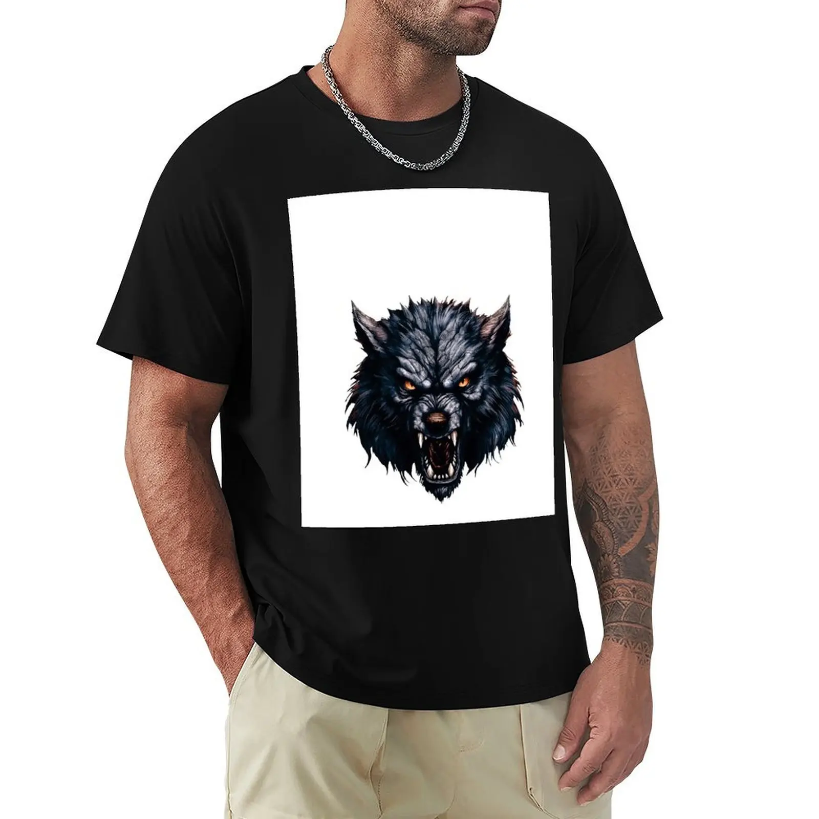 

Angry Werewolf Head T-Shirt custom t shirt luxury designer mens big and tall t shirts