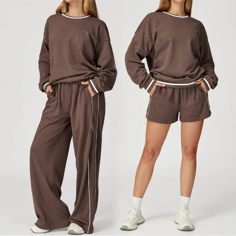 

Women's Casual Color Blocked Yoga Set Comfortable Fashionable Loose Fitting Set Outdoor Sports Running Leisure and Fitness Set