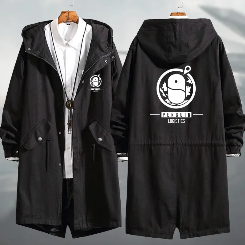 Game Arknights black white Overcoat Rhodes Island Long Trench Coat Lappland Penguin Cosplay Jacket Long Solid Windbreak Coat