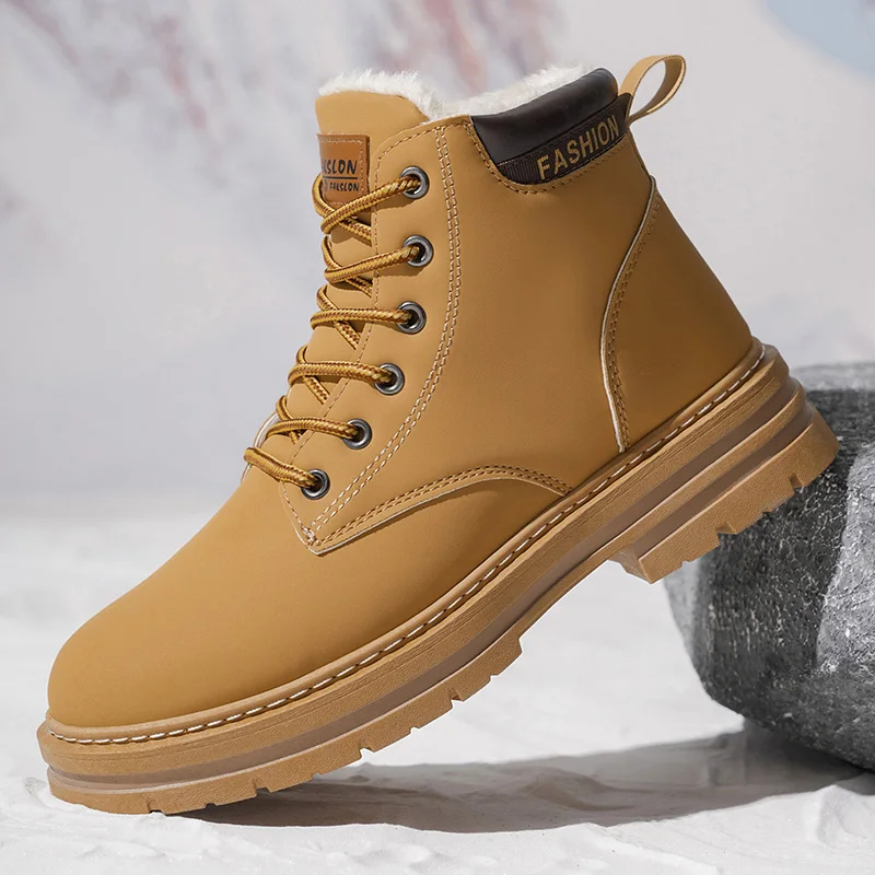 

Multicolored Men's Snow Boots Fleece-Lined Warmth, Black Classic Moto Boots Outdoor Street Style Versatile for Hiking Casual